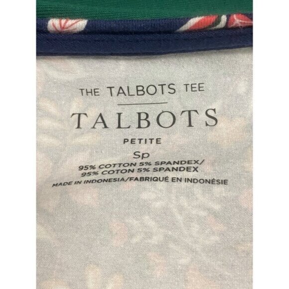 The Talbots Tee - Long Sleeve Crew Neck Woodland Print Cotton Blend Tee Size PS - Picture 4 of 4